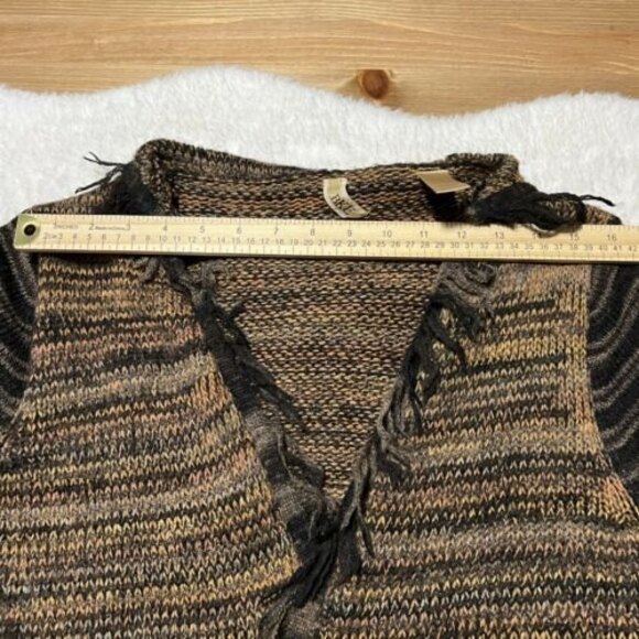 BKE Womens Fringed Wool Blend Open Cardigan Sweater Brown Size Medium - Picture 10 of 12